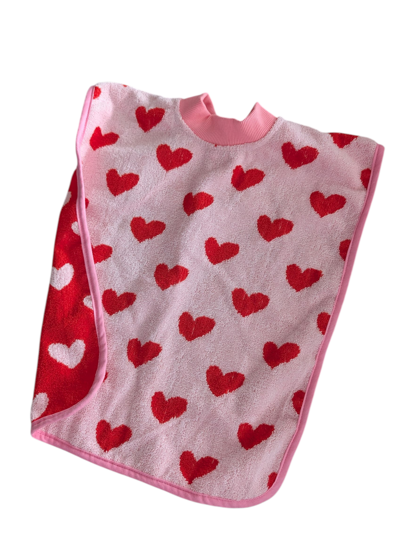 COMING SOON Pink Hearts TerryTots Towel Bib with buttons