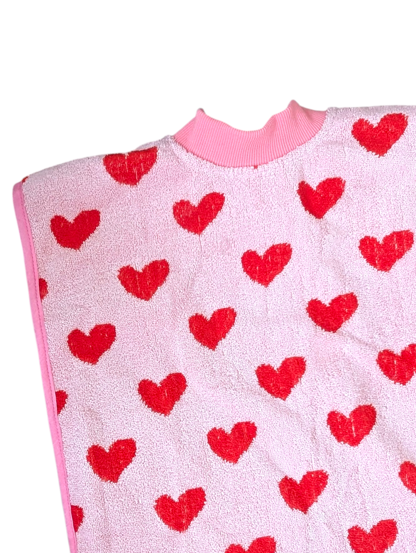COMING SOON Pink Hearts TerryTots Towel Bib with buttons