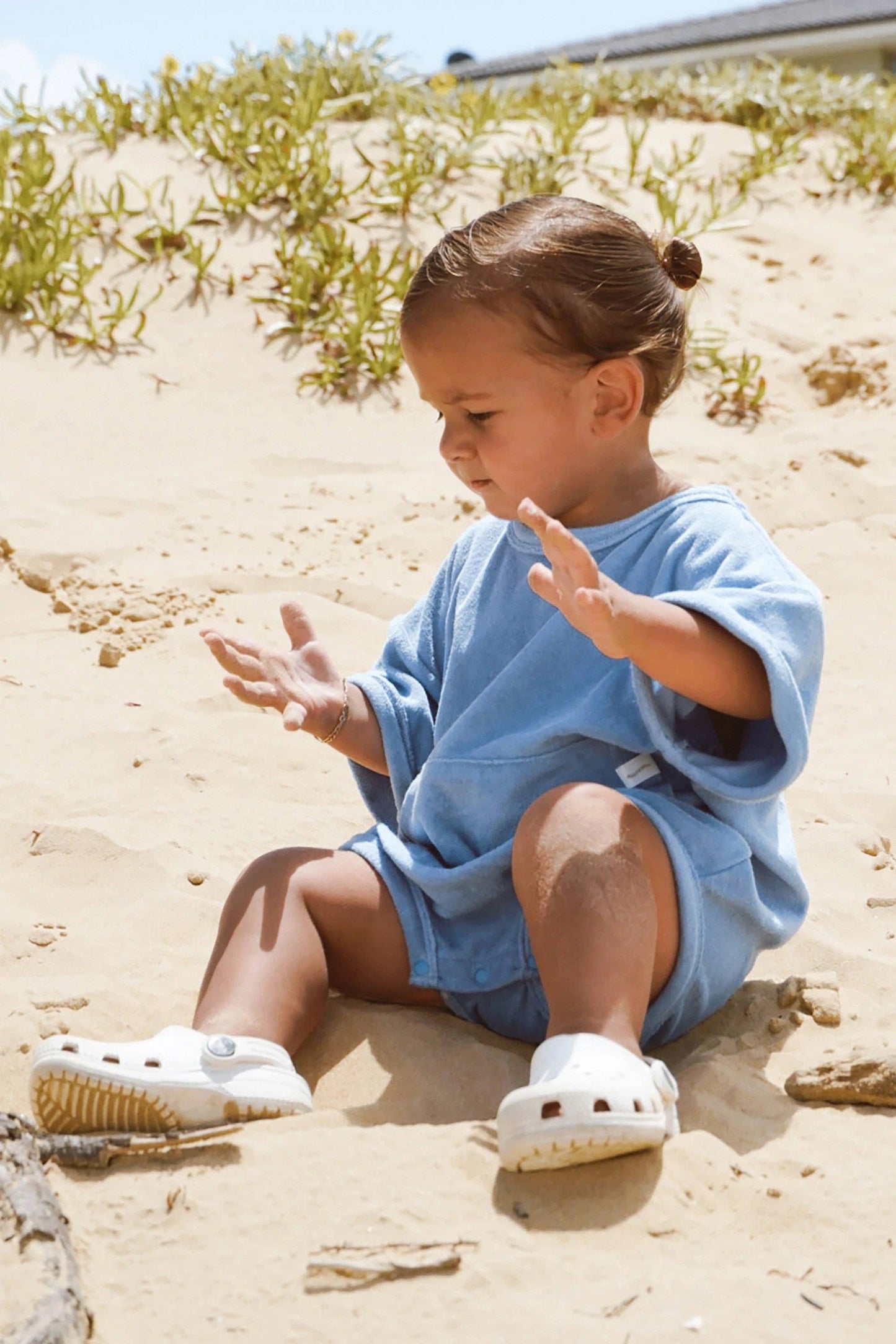 Mini Terry Oversized Romper: Blueberry {All Fenix)