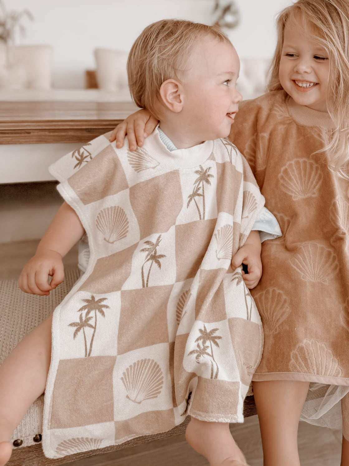 Bundle of 3 ORIGINALS Beige Palms Towel Bib