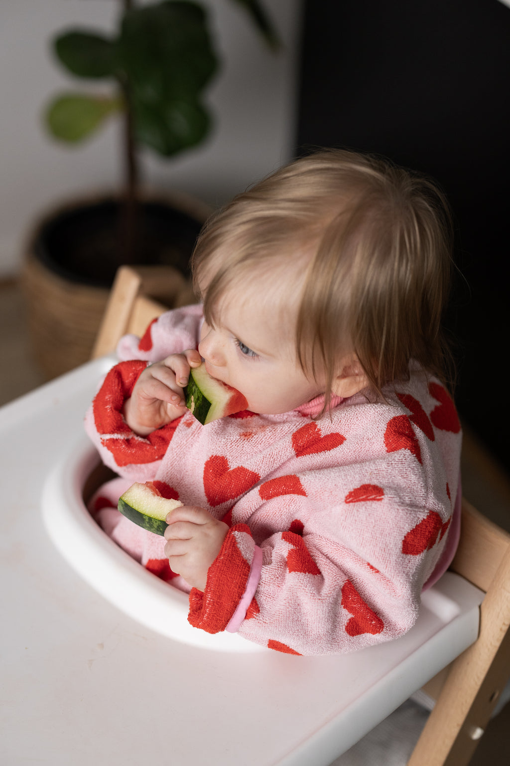 TerryTotsTM Long Sleeve Towel Bib - Pink Hearts