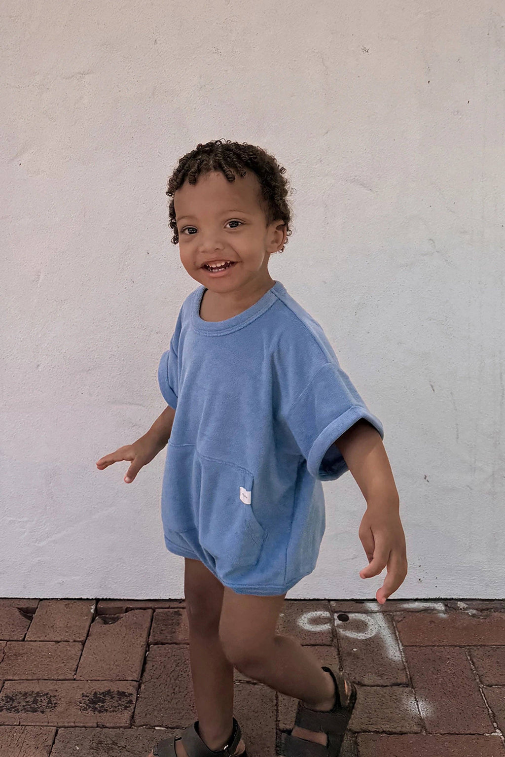 Mini Terry Oversized Romper: Blueberry {All Fenix)