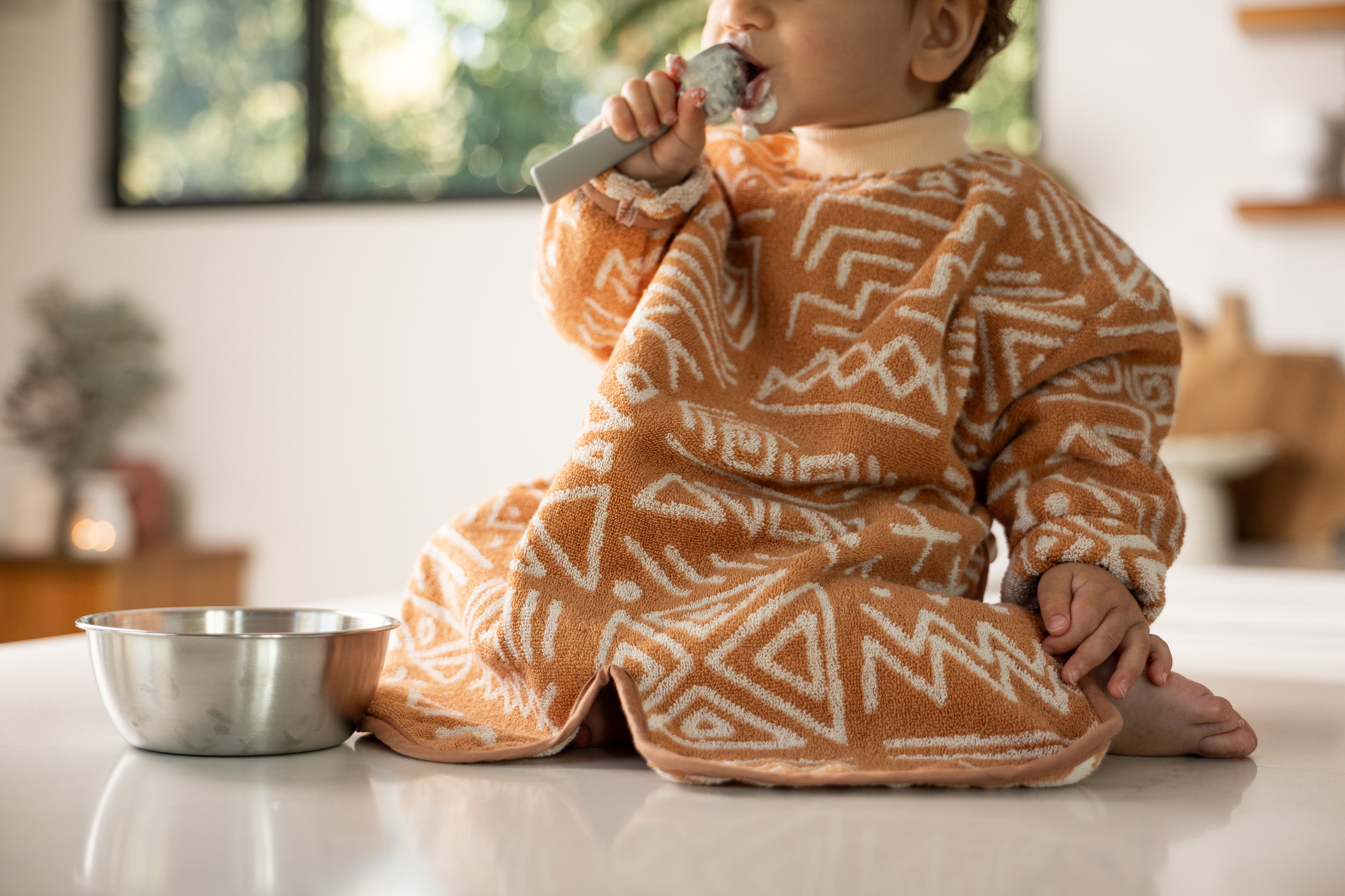 TerryTotsTM Long Sleeve Towel Bib - Aztec