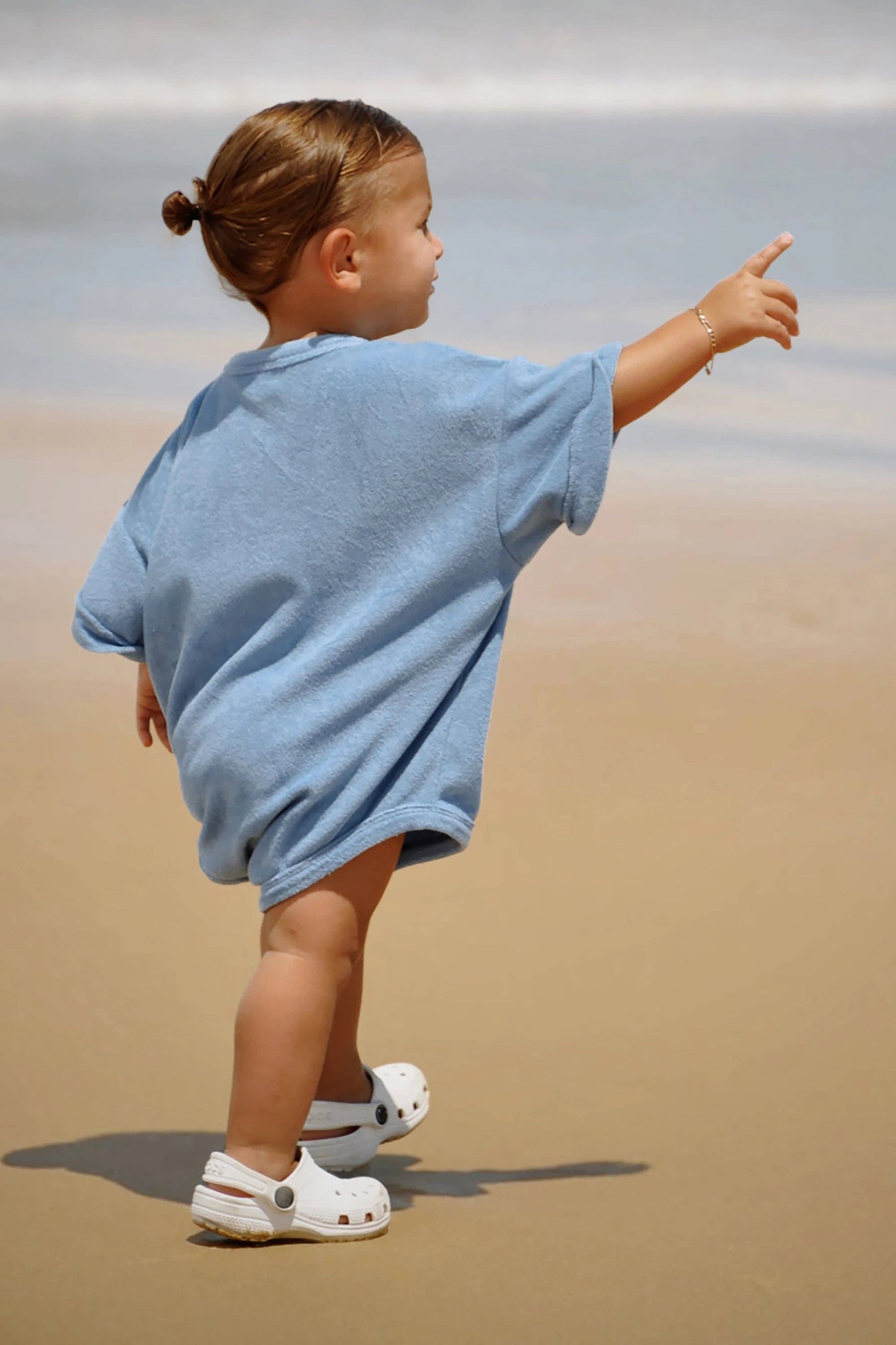 Mini Terry Oversized Romper: Blueberry {All Fenix)