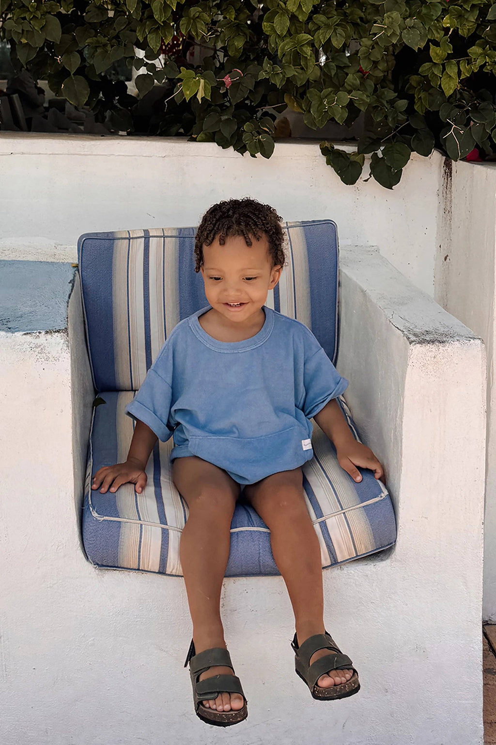 Mini Terry Oversized Romper: Blueberry {All Fenix)