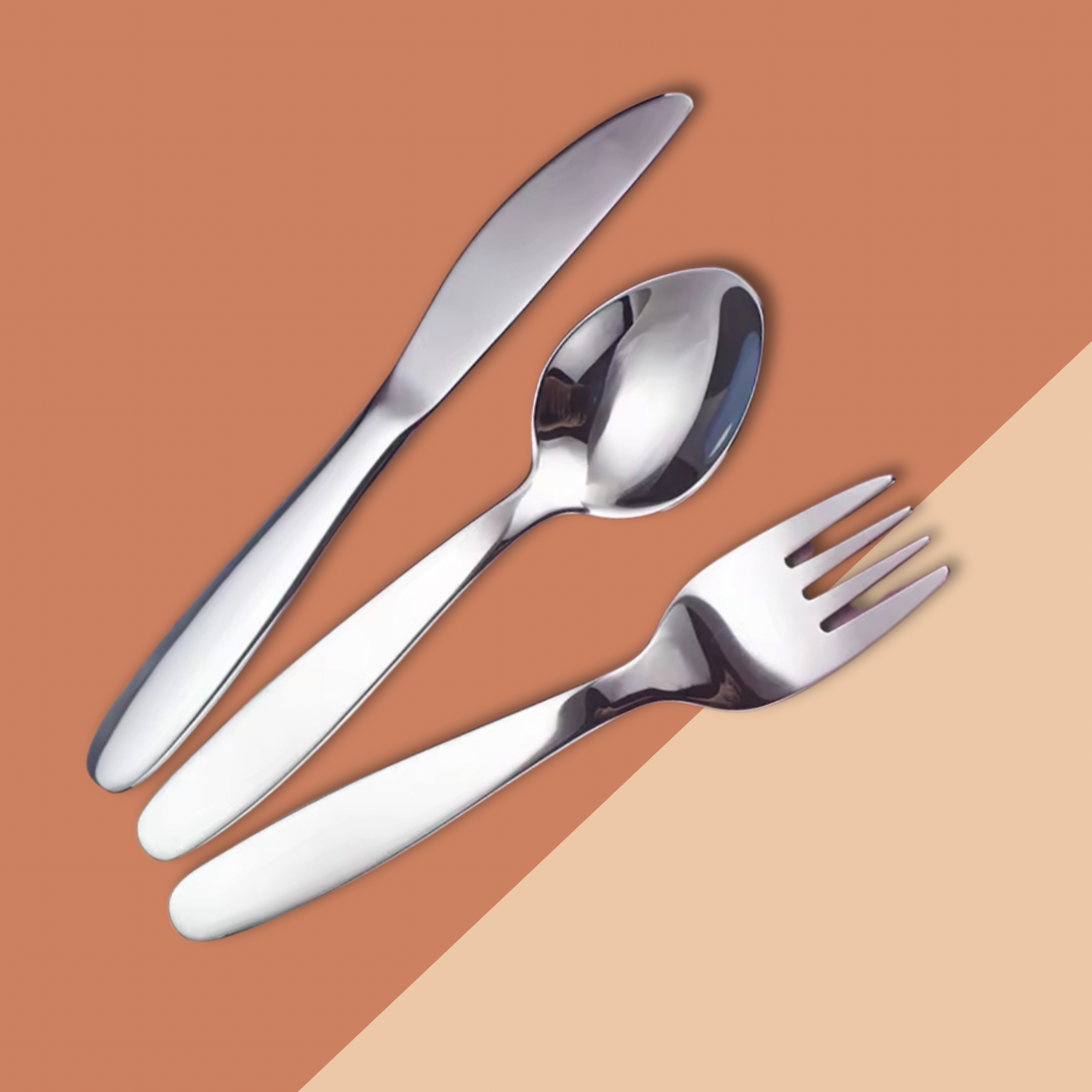 6 Pcs Set Montessori Mates Toddlers and Childrens Stainless Steel Cutlery