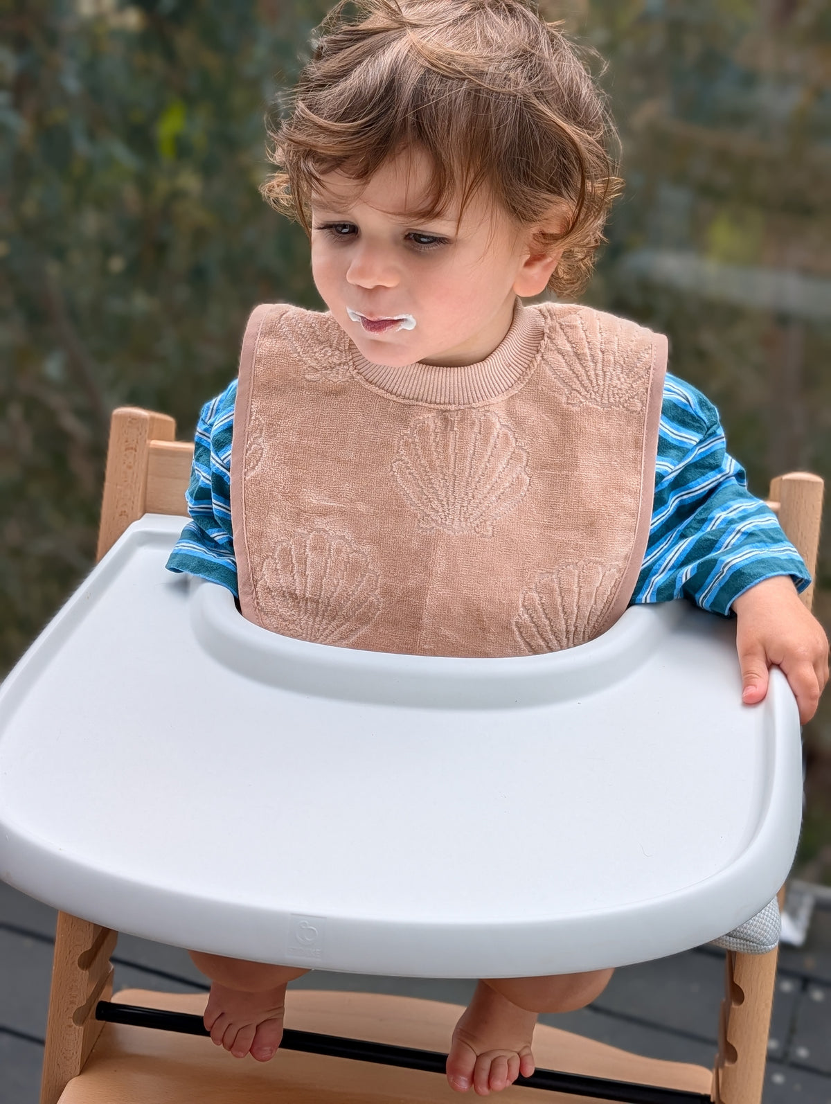 TerryTots™ Travel Towel Bib - Beige Shell in Velour