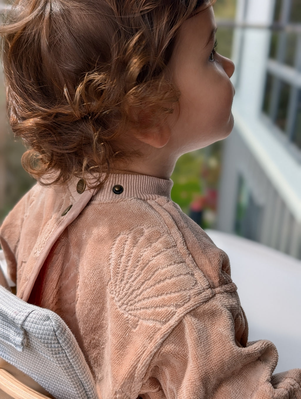 TerryTots Long Sleeve Towel Bib® - Beige Shell in Velour