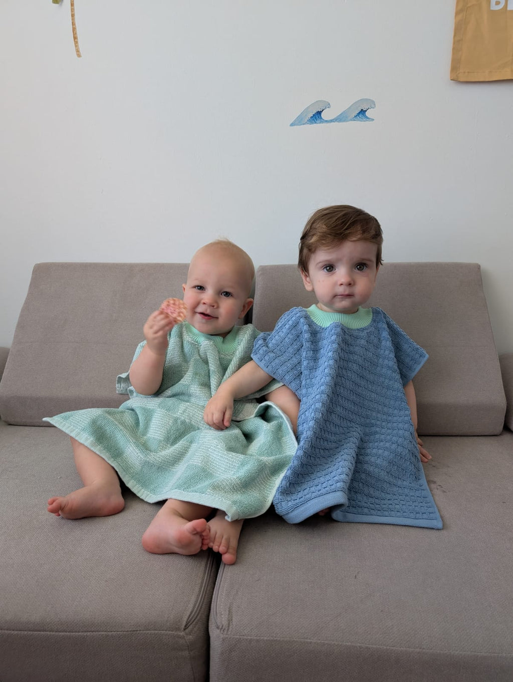 Waffle Blue Full Length Towel Bib