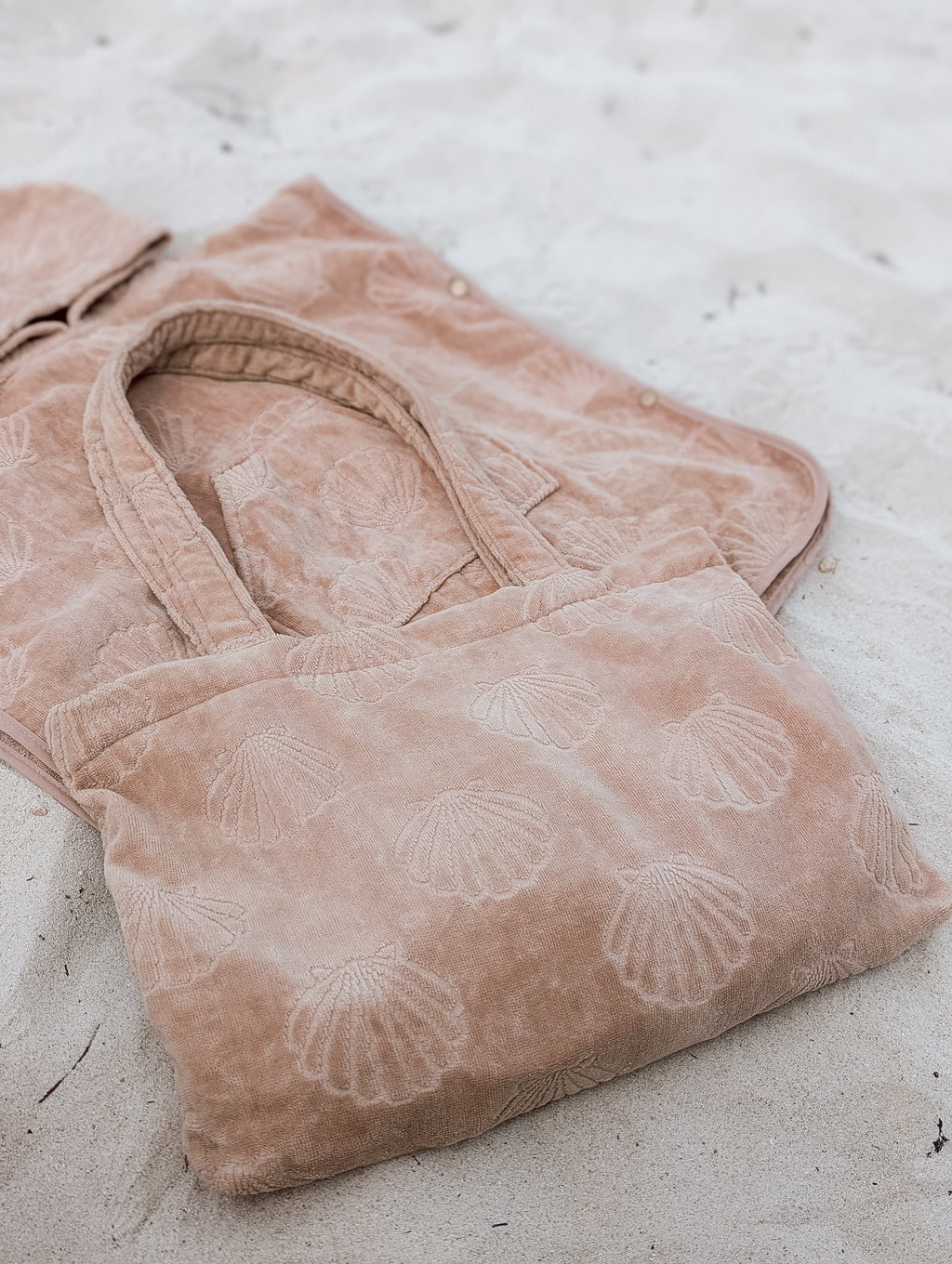 Luxe Towelling Tote Bag - Beige Seashells