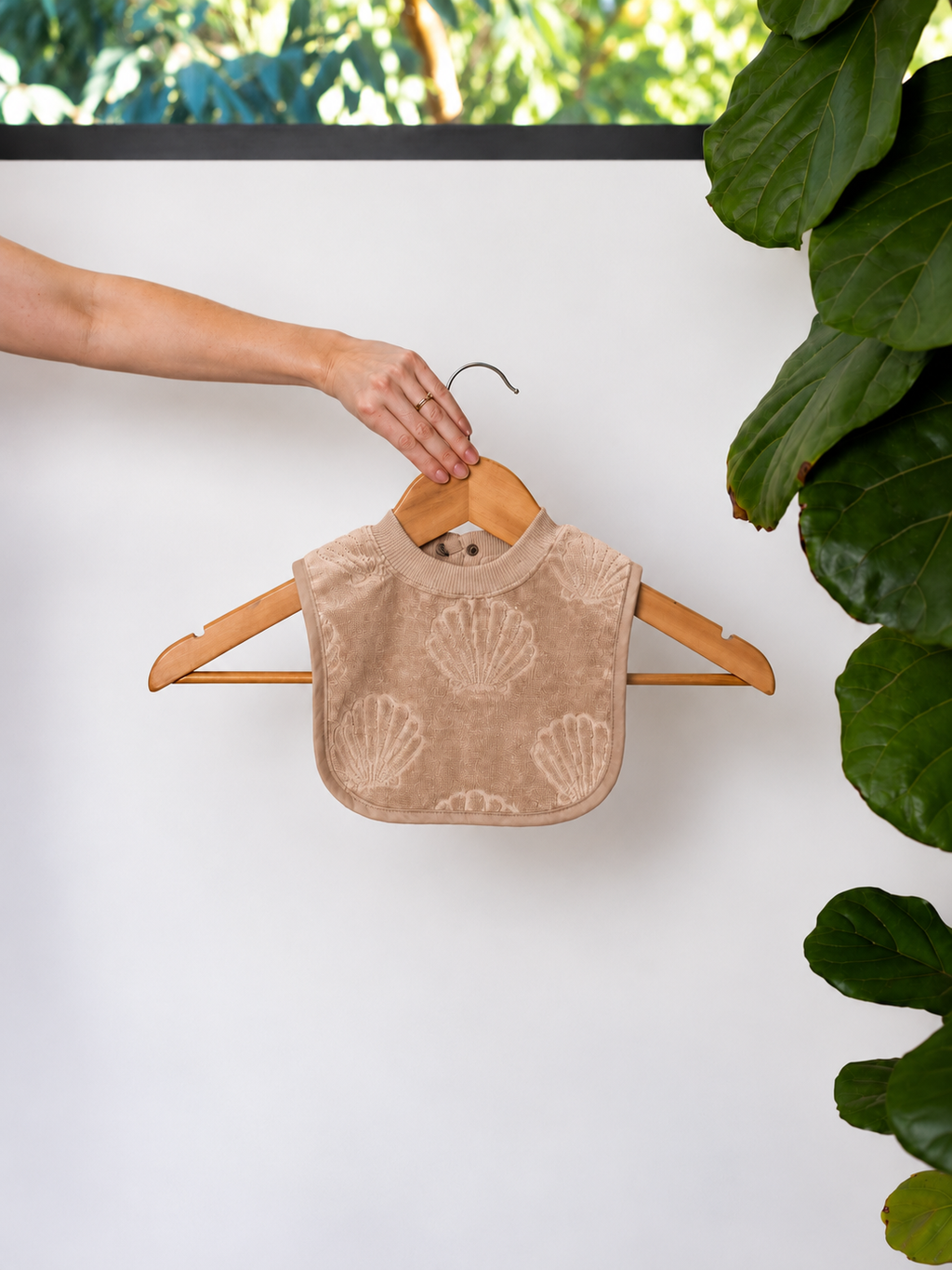 TerryTots™ Travel Towel Bib - Beige Shell in Velour