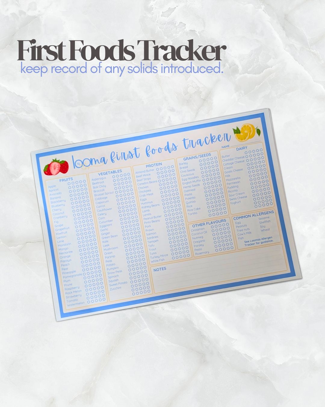 First Foods Tracker - Digital Download