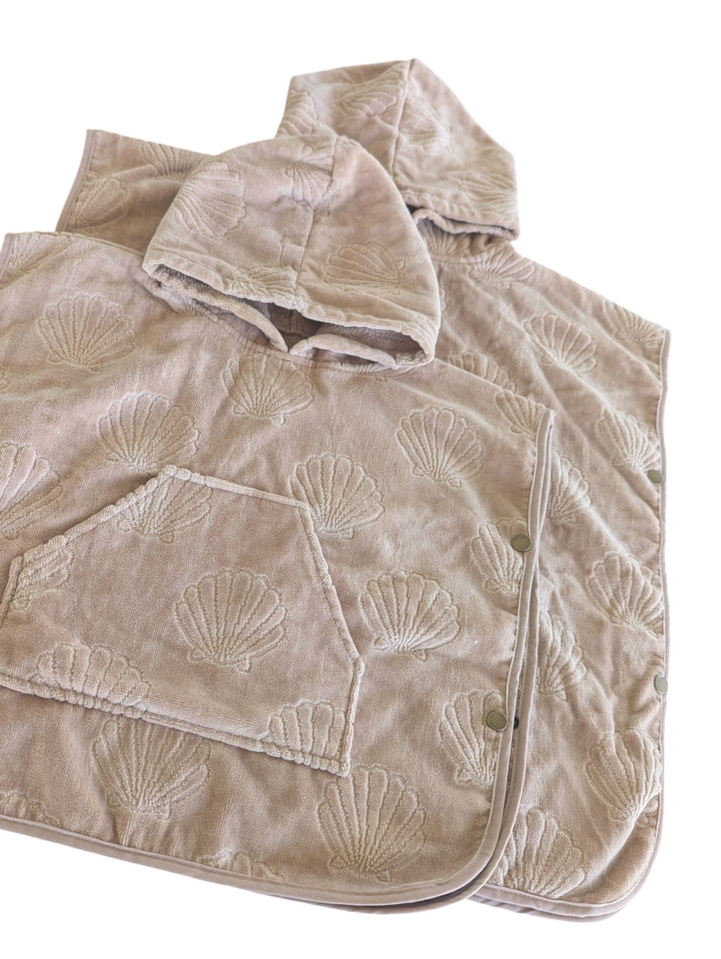 Hooded Towel Poncho XS (0-3 Years) - Beige Shell