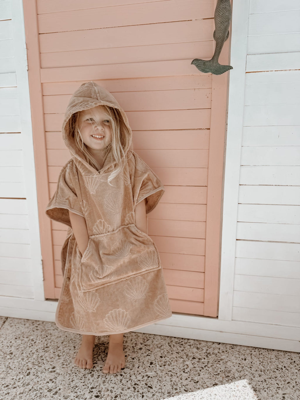 Hooded Towel Poncho XS (0-3 Years) - Beige Shell