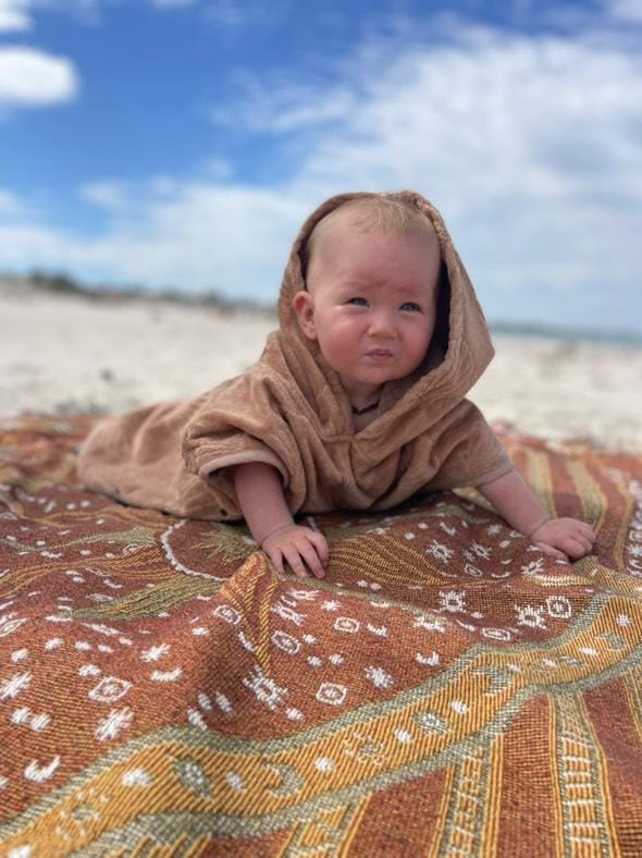 Hooded Towel Poncho XS (0-3 Years) - Beige Shell