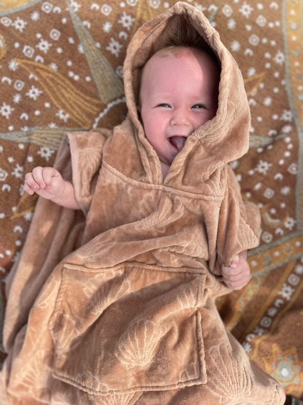 Hooded Towel Poncho XS (0-3 Years) - Beige Shell