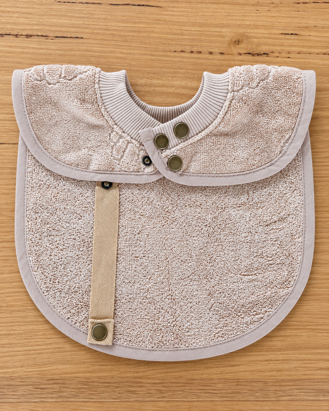 TerryTots™ Travel Towel Bib - Beige Shell in Velour