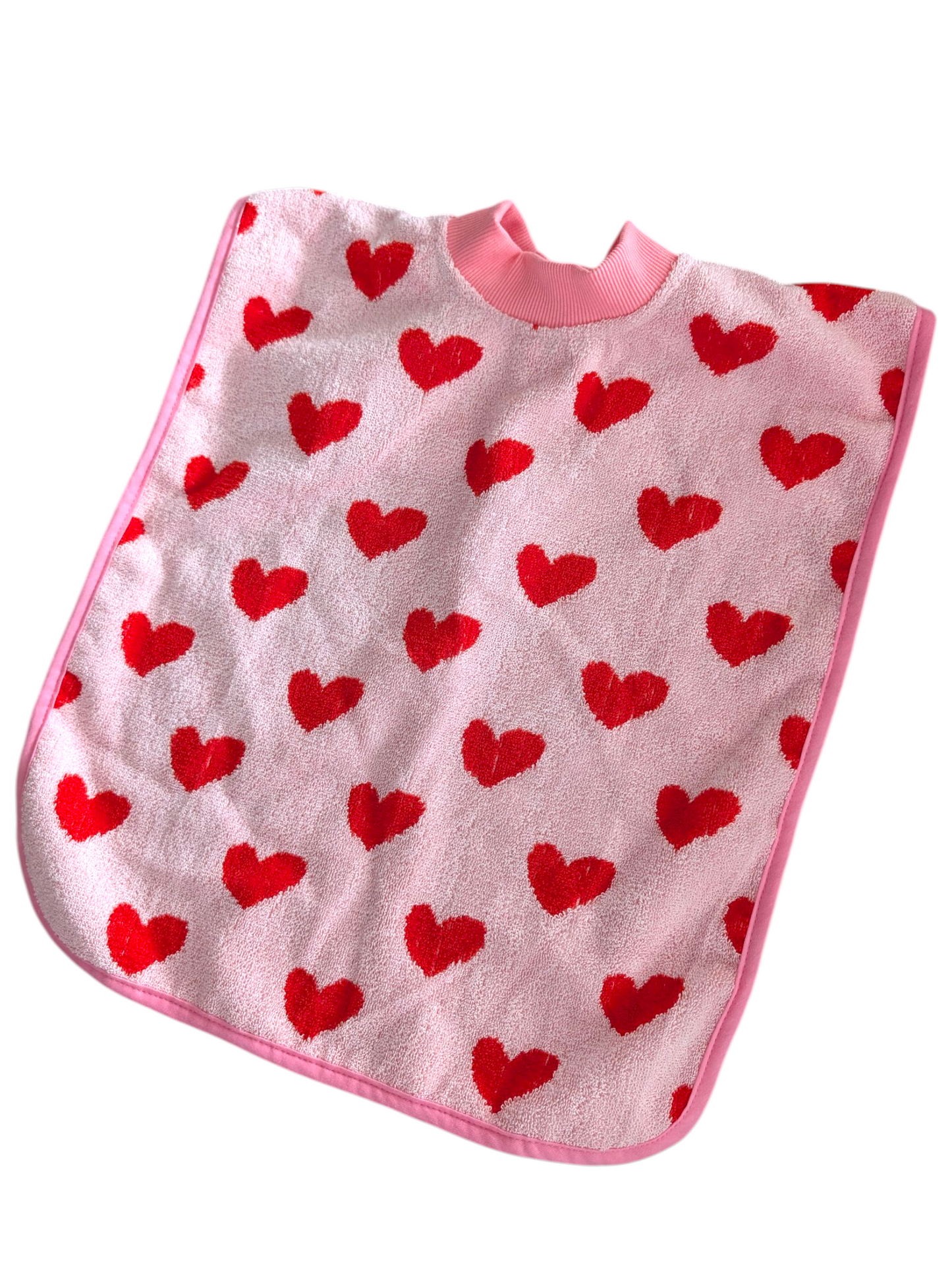 COMING SOON Pink Hearts TerryTots Towel Bib with buttons
