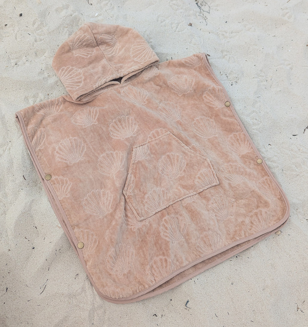 neutral looma hooded beach towel poncho shells baby full length towel bib starting solids mum smock  tote towelling bag beach bag matching set beige sande kids kin kin