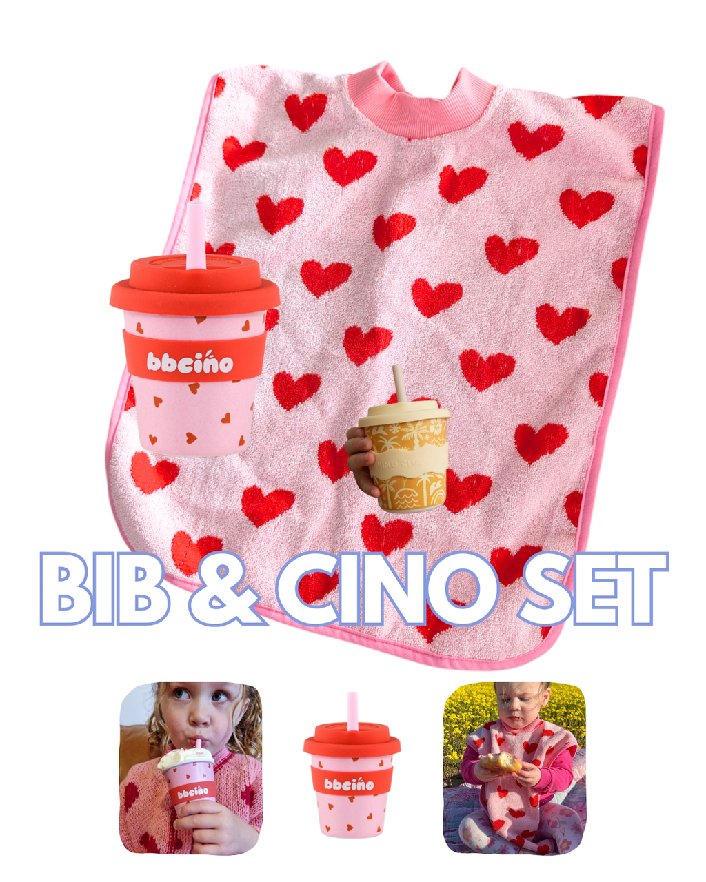 Towel Bib & BBCino Cup Duo - Sweetheart