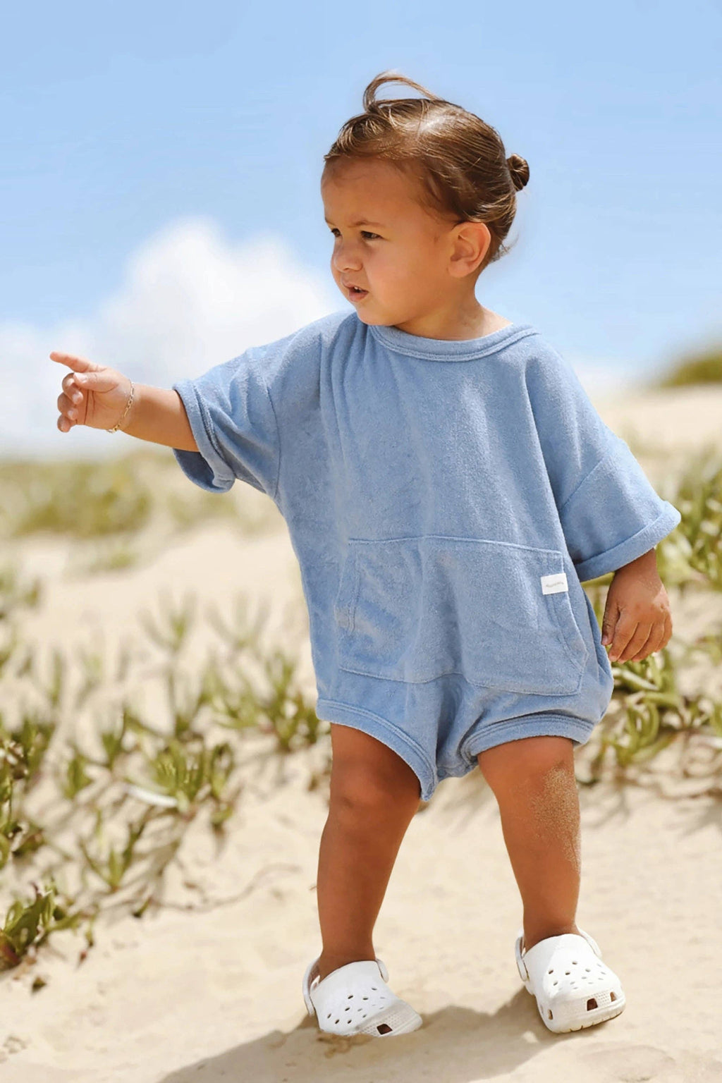Mini Terry Oversized Romper: Blueberry {All Fenix)