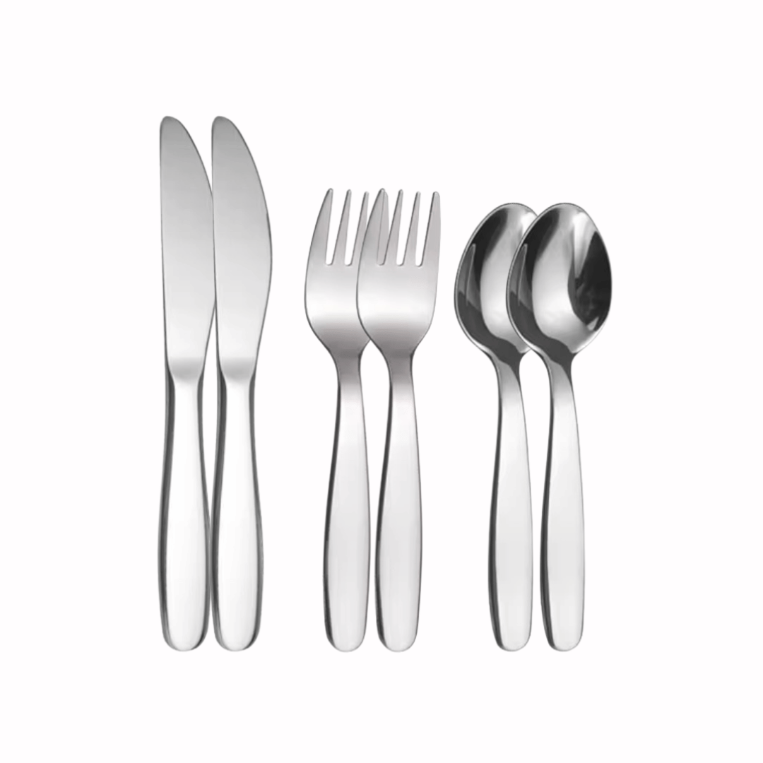 6 Pcs Set Montessori Mates Toddlers and Childrens Stainless Steel Cutlery
