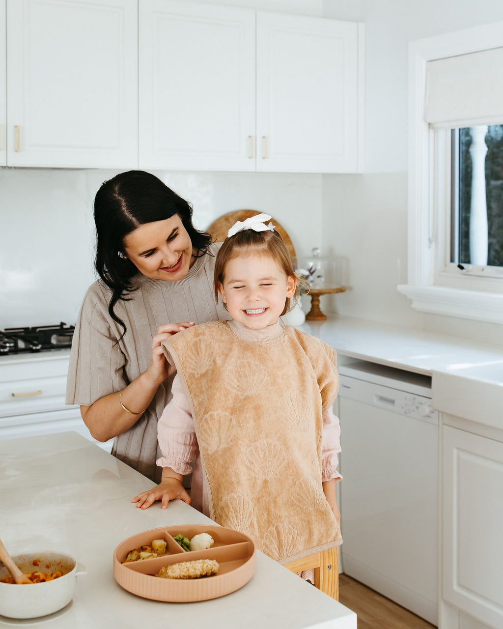 TERRYTOTS Seashells Towel Bib with BUTTONS