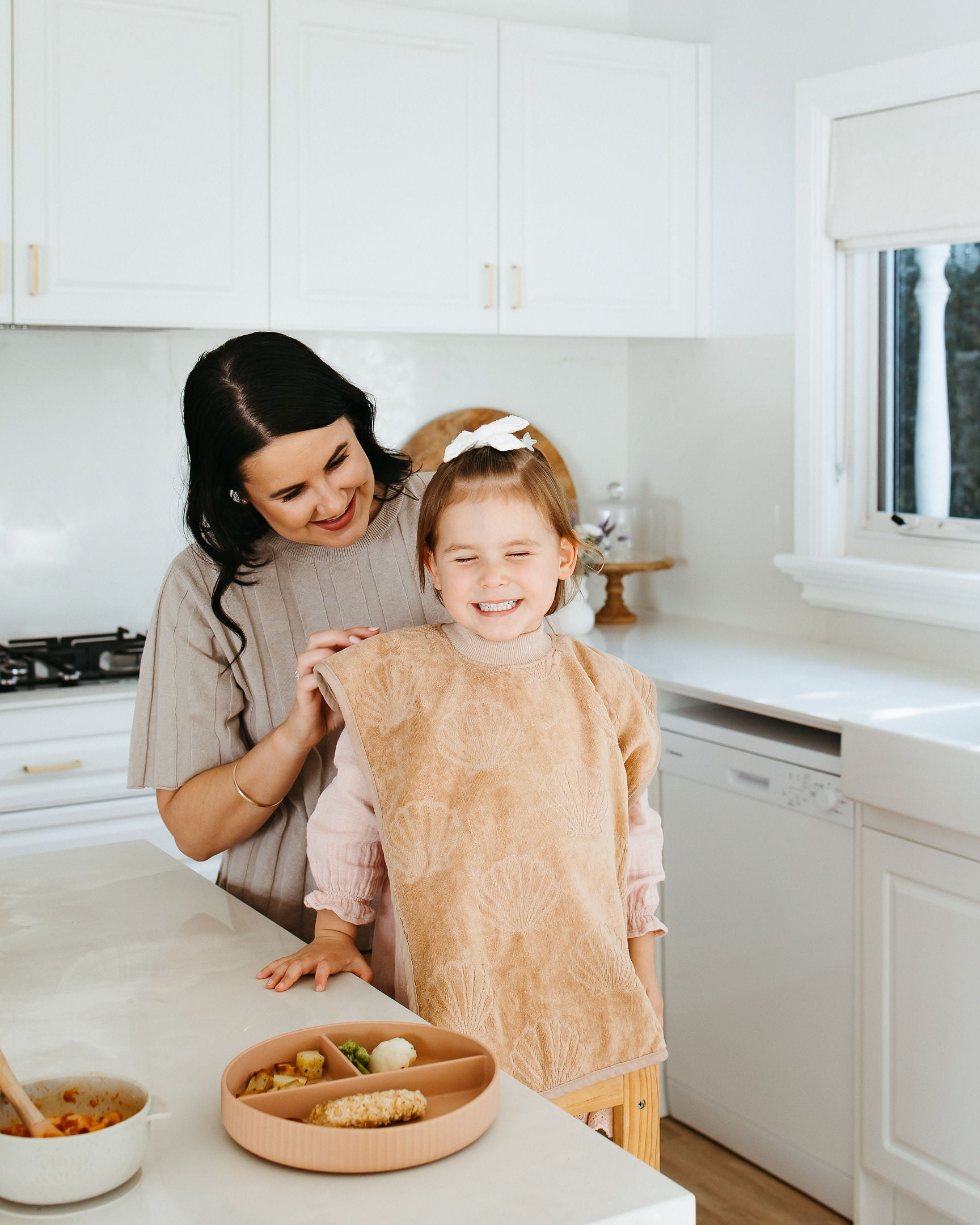 TERRYTOTS Seashells Towel Bib with BUTTONS