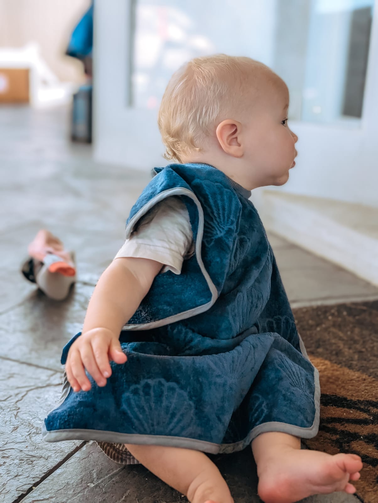 *LUXE RANGE* Indigo Towel Bib with Buttons