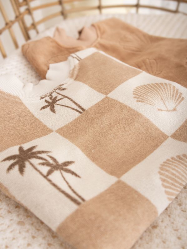 BUNDLE of 3 ORIGINALS Beige Palms Towel Bib