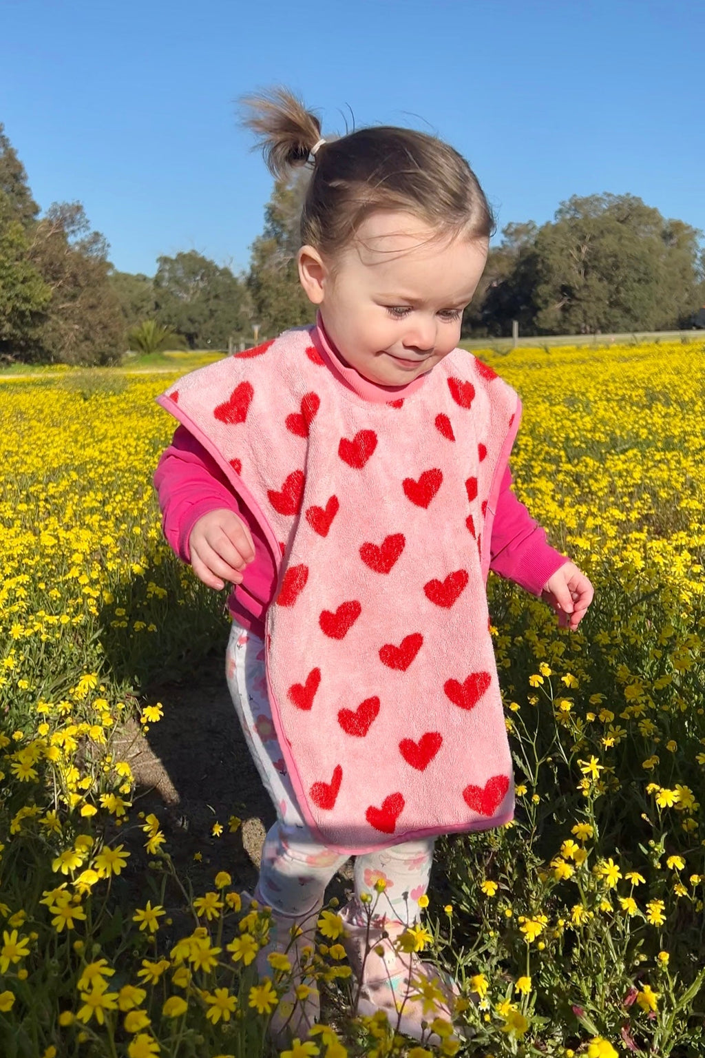 TERRYTOTS Hearts Towel Bib with Buttons