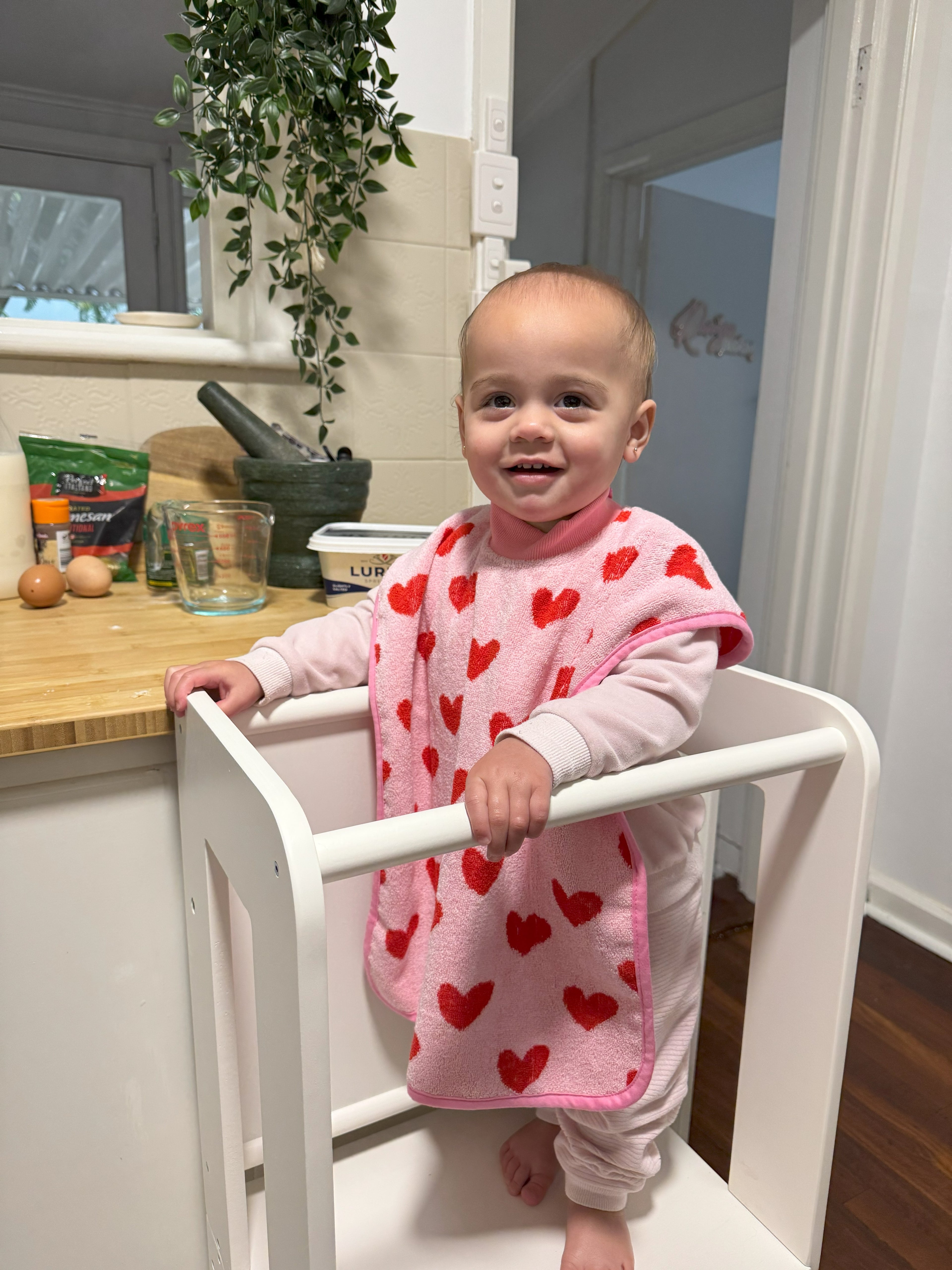 TERRYTOTS Hearts Towel Bib with Buttons