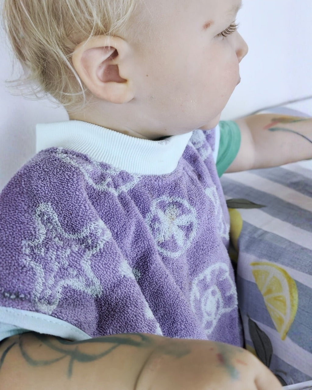 TERRYTOTS Rugrats Towel Bib with Buttons {Lilac & Mint}
