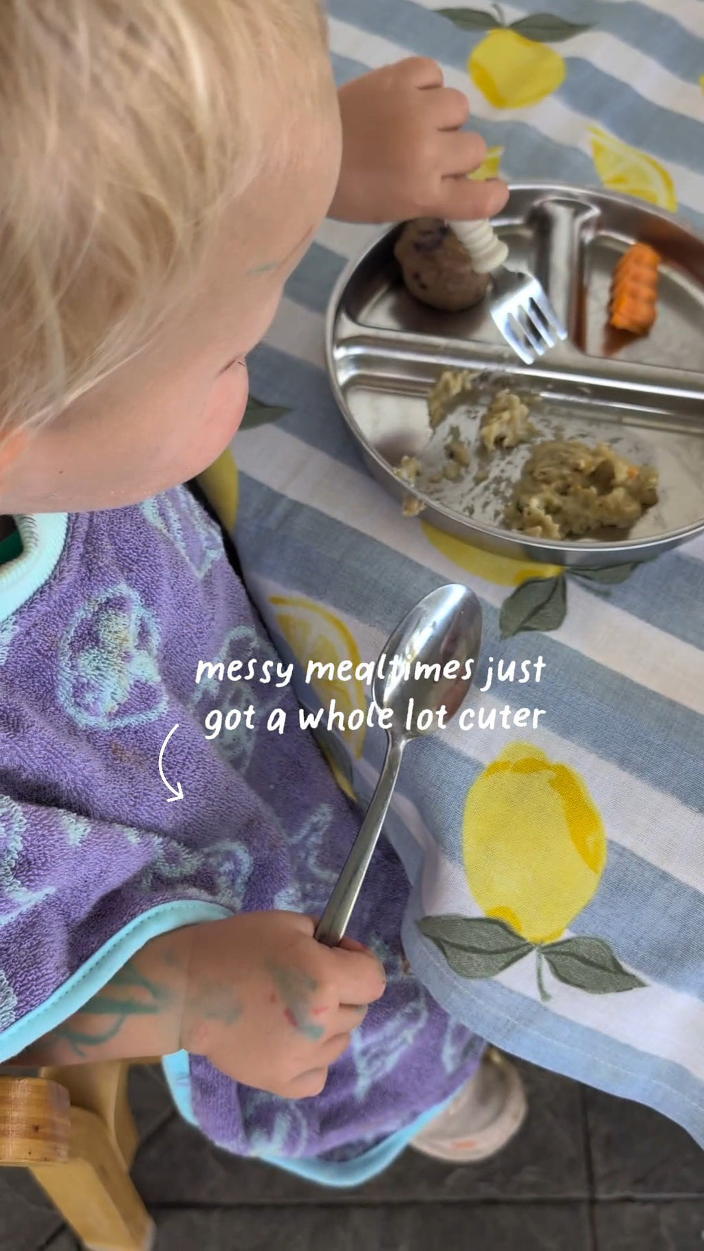 TERRYTOTS Rugrats Towel Bib with Buttons {Lilac & Mint}