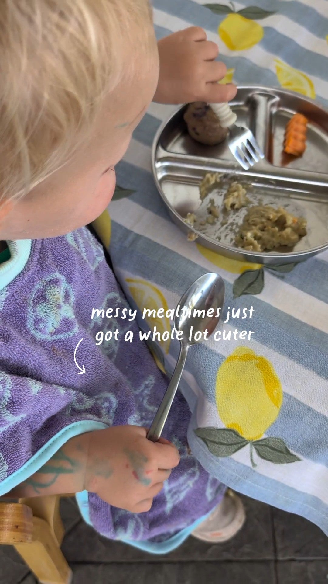 TERRYTOTS Rugrats Towel Bib with Buttons {Lilac & Mint}