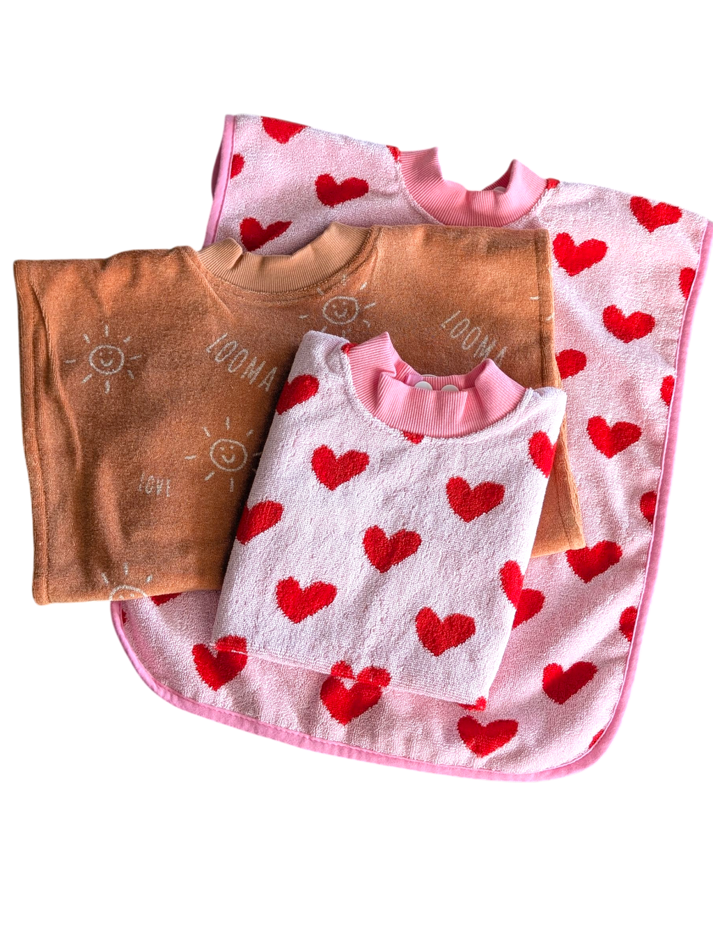 BUNDLE of 3 Love and Hearts Towel Bibs