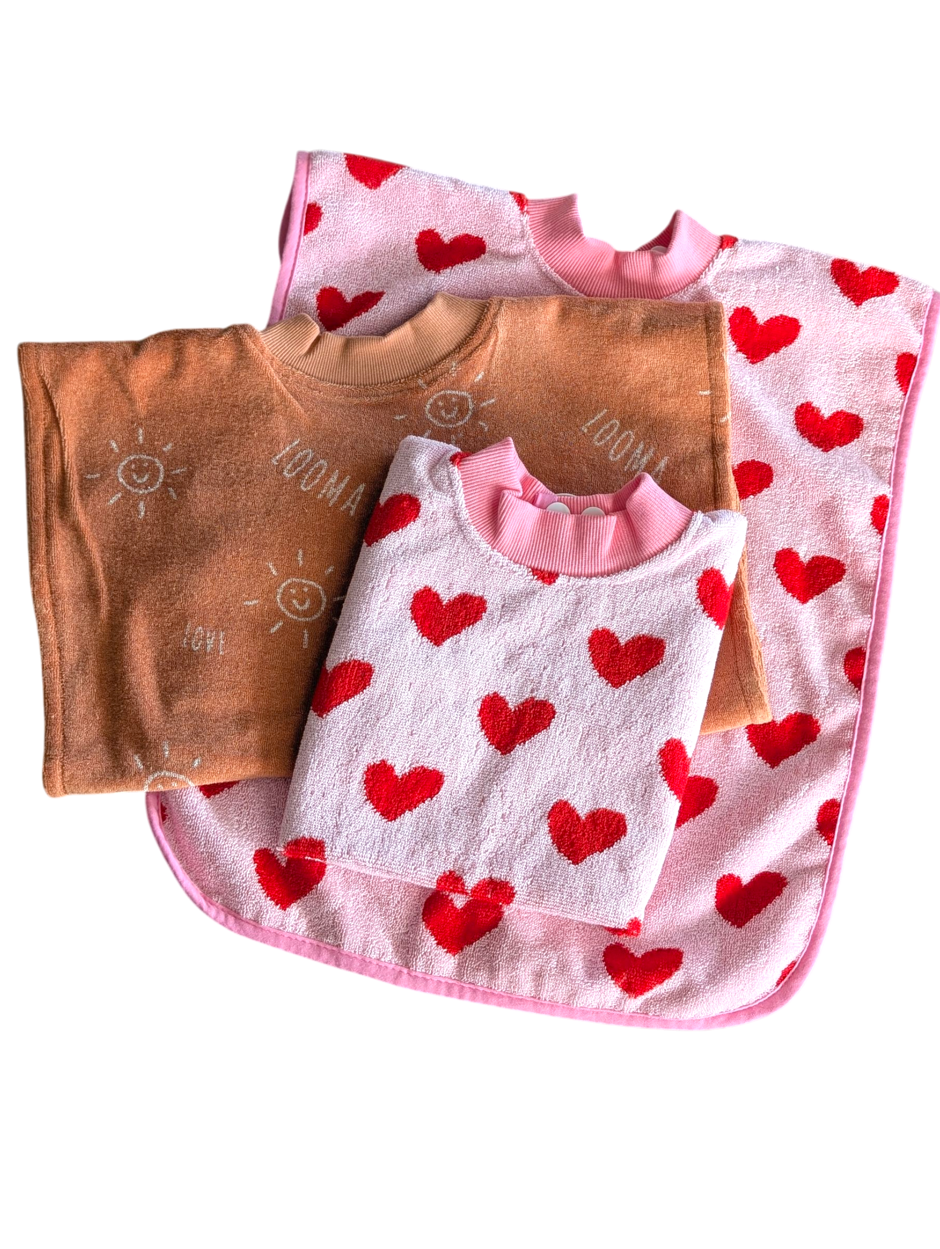 BUNDLE of 3 Love and Hearts Towel Bibs
