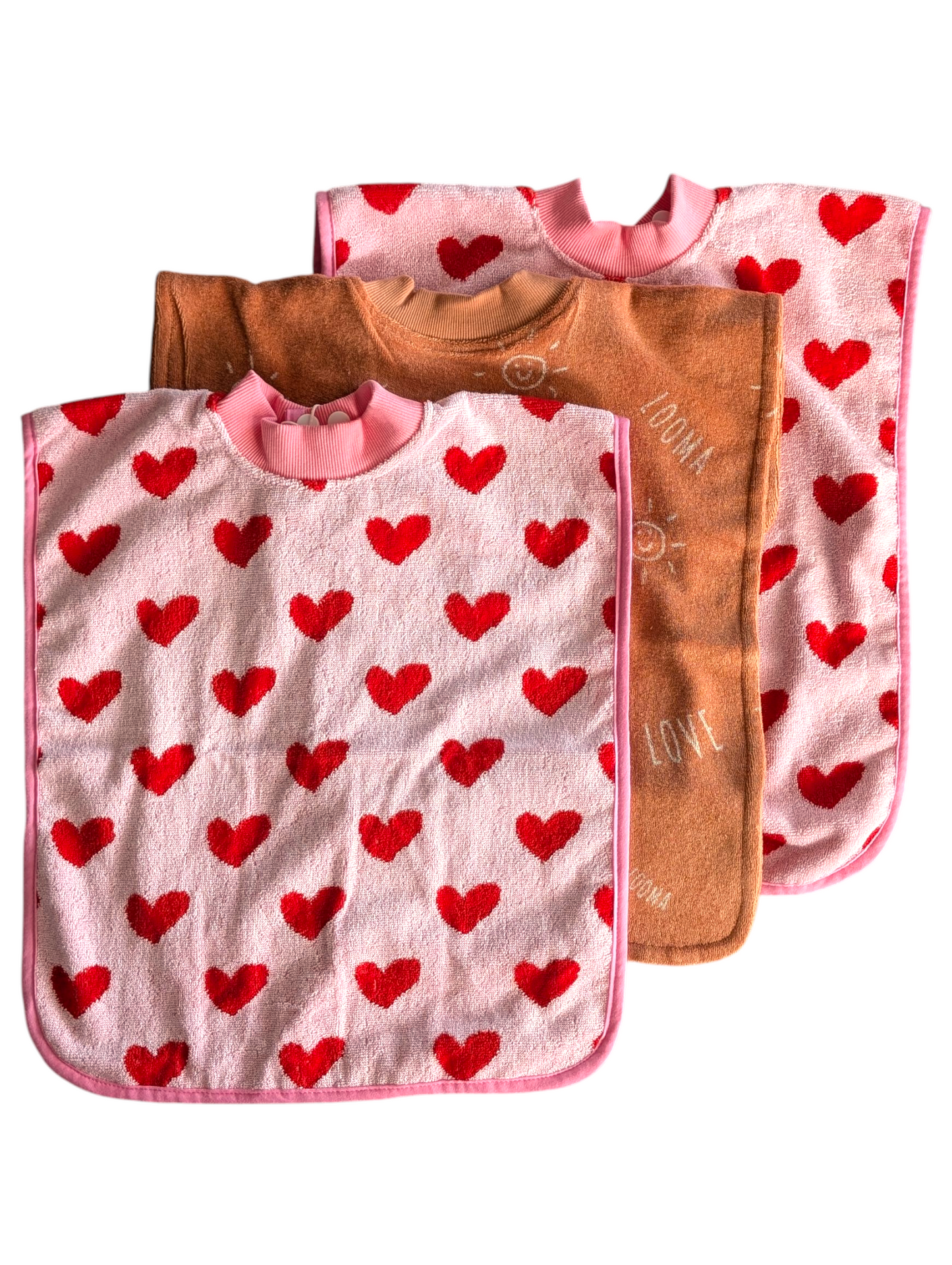 BUNDLE of 3 Love and Hearts Towel Bibs
