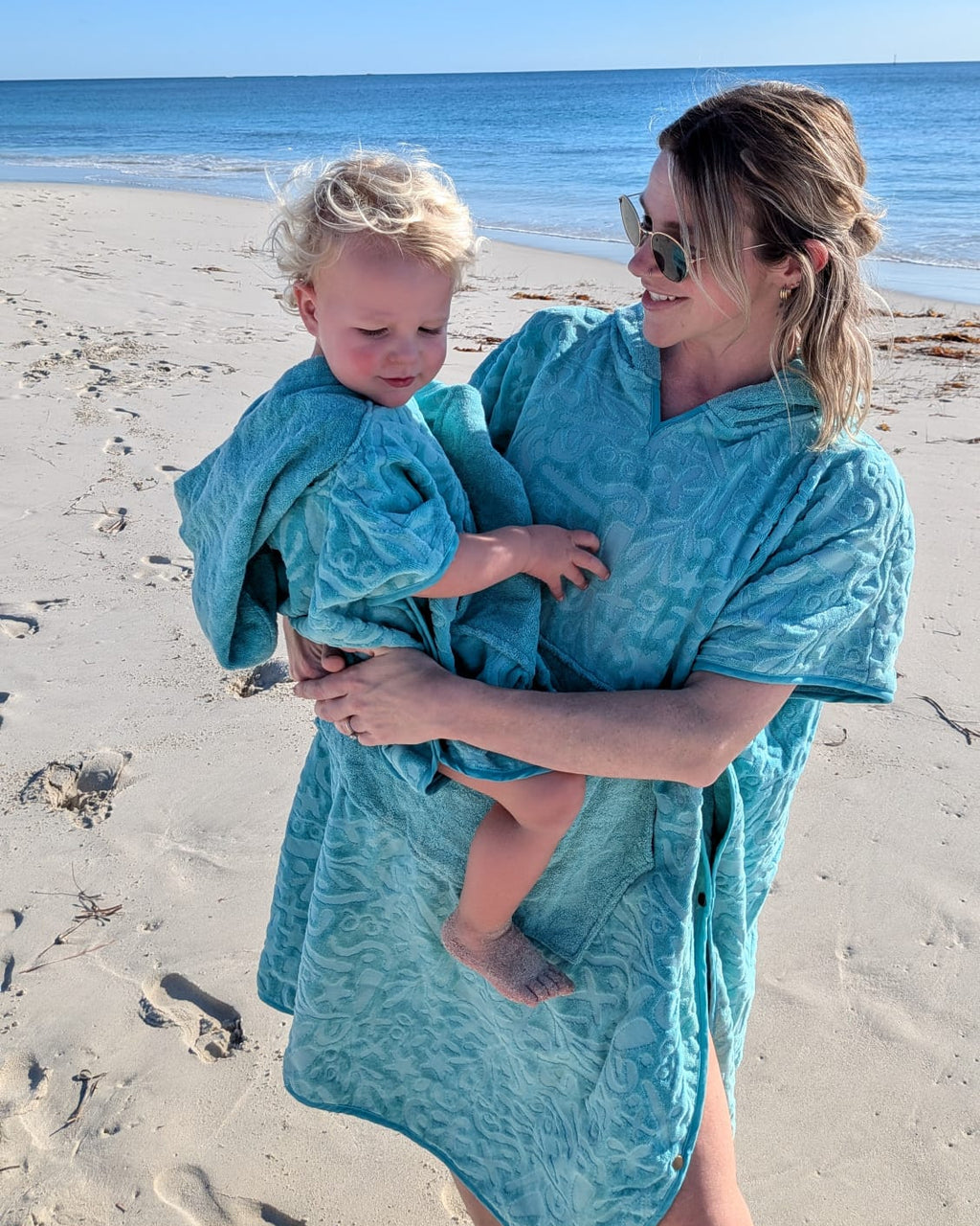 Hooded Towel Poncho XS (0-3 Years) - Seafoam