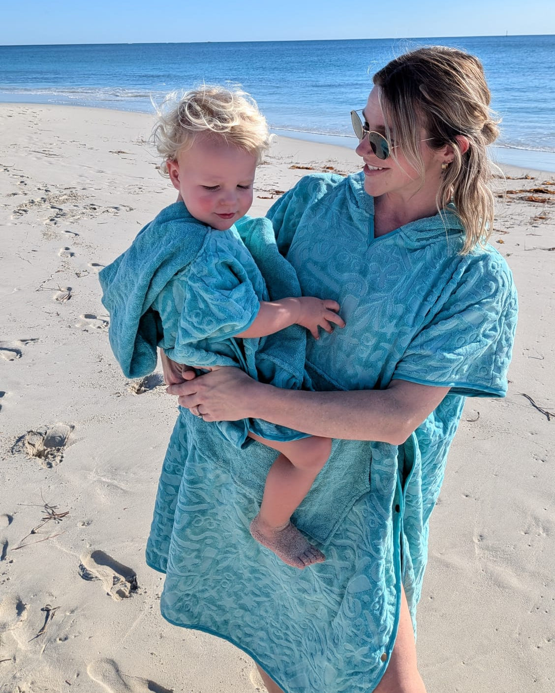 Hooded Towel Poncho ADULT (OSFM) - Seafoam