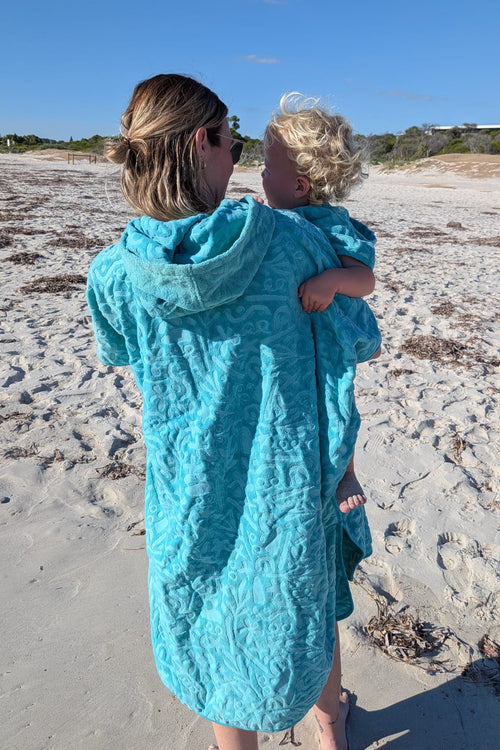 Hooded Towel Poncho ADULT (OSFM) - Seafoam
